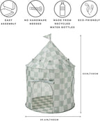 3 Sprouts Kids Play Tent - Sustainable Recycled Fabric – Fun Spacious Childs Playhouse for Indoor Games for Boys & Girls - Durable Fort Pop Up House for Toddlers & Children Age 3-10 - Checkered Green