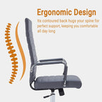 Sidanli Executive Desk Chair, Ergonomic PU Leather Gaming Chair with Adjustable Lumbar Support and Rolling Wheels for Home Office Conference Room, High Back, Gray