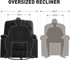 Bonzy Home Oversized Swivel Rocker Recliner, 40" Rocking Recliner Chair with Heated and Massage, PU Leather Single Sofa with Swivel Function, 2 Cup Holders for Living Room Bedroom, Black