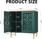 ARTPOWER Accent Cabinet with 2 Doors, Vintage Hollow Carving Buffet Cabinet, Sideboards and Buffets with Storage, Credenza for Living Room, Kitchen, Dining Room, Entryway, Hallway, Green
