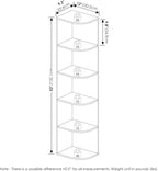 Furinno PASIR Book Shelf, 5-Tier Corner Bookshelf, Open Shelves Bookcase 9.3 x 12 x 51.7, for Living Room, Bedroom, Home Office, White