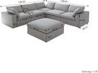 Cloud Couch Modular Sectional Sofa with Storage Ottomans,160.6" Down Filled 6 Seater Convertible Sectional Sofas,V Shaped Gray Couch for Living Room,Covers Washable&Replaceable