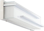 Possini Euro Design Jada Modern Wall Mount Light LED Chrome Silver Hardwired 26 1/4" Wide Light Bar Fixture Rectangular White Glass Shade for Bathroom Vanity Mirror House Home Room Decor