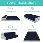 Best Choice Products 4in Portable Full-Size Mattress, Tri-Fold Mattress for Camping, Guest, Toddler, Foam Plush w/Carry Case - Midnight Blue