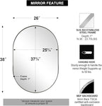 ANDY STAR Chrome Oval Mirror 26x38’’ Pill-Shaped Mirror Chrome Metal Framed for Bathroom Vanity in 1 Inch Stainless Steel Meatl Frame Anti-Rust Wall-Mounted Vertically/Horizontally
