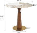 Sintered Stone Office Table and Chair Set - 33.5" Round Table for Small Offices (Light Brown Leg and Pandora Top, 1 Table and 2 Chairs)