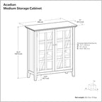 SIMPLIHOME Acadian Storage Cabinet - 39 inch Wide Solid Wood 4-Shelf Display Cabinet in Light Golden Brown, Transitional Cupboard for Living Room or Dining Room with Glass Doors and Adjustable Shelves