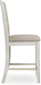 Signature Design by Ashley Skempton | 2-Count 24" Counter-Height Upholstered Bar Stools – Coastal Chic Ladder-Back, Antique White