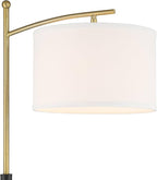 Possini Euro Design Burbank Modern Downbridge Floor Lamp 64" Tall Black Brass Gold Metal Linen Drum Shade for Living Room Reading Bedroom Home Office House