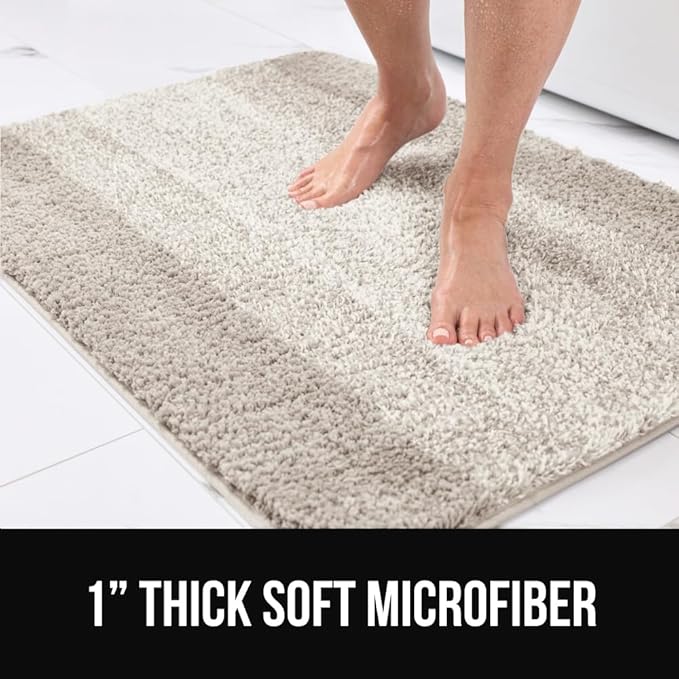 GORILLA GRIP Ultra Soft Plush Bathroom Rugs with Textured Rubber Backing, Absorbent Quick Dry Bath Mat, Machine Washable Shower Mats, Home Décor Accessories Bathmat Rug Essentials, 30 x 18 Beige