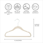 3 Sprouts Velvet Baby Hangers - Non-Slip Hanger for Infant, Toddler, Baby Clothes - Closet Kids Hangers with Slim Design, Nordic Colors, Pack of 30 - Beige