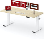 SANODESK Standing Desk Height Adjustable Electric Stand up Desk 79x32 Inches Sit Stand Home Office with Splice Board, White Frame/White Wood Grain
