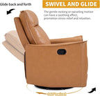 Swivel Rocker Recliner, Glider Rocking Chair, Nursing Chairs Swivel Glider Recliners with Soft Backrest, Leathaire Manual Reclining Sofa for Living Room Bedroom Apartment, Camel