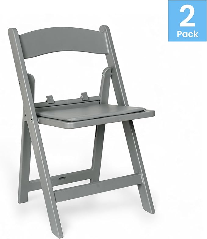 Flash Furniture Hercules Set of 2 Kids Gray Resin Folding Chairs with Gray Vinyl Padded Seats