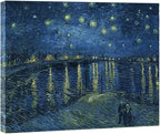 Wieco Art Starry Night Over the Rhone by Van Gogh Classic Oil Paintings Reproduction Modern Seascape Giclee Canvas Prints Artwork on Canvas Wall Art Ready to Hang for Living Room Home Decorations