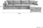 Cloud Couch Modular Sectional Sofa with Storage Ottoman,160.6" L Shaped Couch for Living Room,Down Filled 5 Seater Gray Convertible Sectional Sofas,Covers Washable&Replaceable