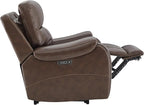 CHITA Large Power Zero Gravity Recliner Chair, Genuine Leather Recliner Chair for Adults with Adjustable Power Headrest and Hidden Slide-Out Cupholders, USB and Type-C Ports, Dark Brown