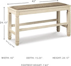 Signature Design by Ashley Bolanburg Double Upholstered Bench, Counter Height, Whitewash