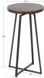 Kate and Laurel Zia Round Side Table, 15x15x26, Gray