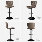 Bar Stools Set of 4,Adjustable Swivel Barstools, Faux Leather Bar Chairs,Upholstered Counter Height with High Backrest for Kitchen Island, Dark Khaki