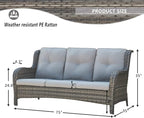 HUMMUH Patio Furniture 6 Pieces Outdoor Furniture Set Wicker Outdoor Sectional Sofa with Swivel Rocking Chairs,Patio Ottomans,Patio Coffee Table