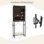 LOKO Over The Toilet Storage Cabinet, Freestanding Bathroom Space Saver with Adjustable Shelves & Sliding Barn Door, 4-Tier Over Toilet Bathroom Organizer, 25 x 9.5 x 67.5 inches (Espresso)