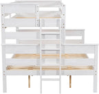 Upgraded Version Thicken Solid Wood Twin XL Over Queen Bunk Bed, Stronger Queen Size Bunk Bed Frame, Convertible into 2 Beds for Adult, Easy to Assemble (White,Twin XL Over Queen)