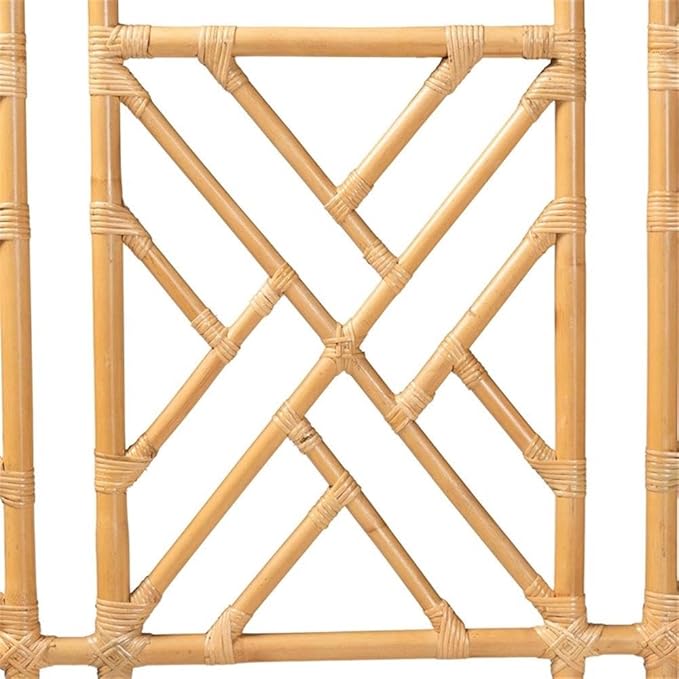 Pemberly Row Bohemian Natural Rattan King Size Standalone Headboard