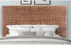 MAKLAINE 78.5" Banana Leaf Panel Headboard in Honey/Dark Brown