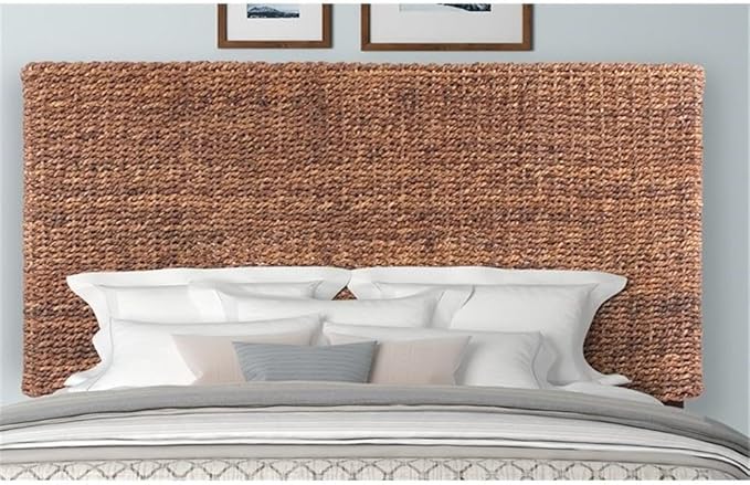 MAKLAINE 78.5" Banana Leaf Panel Headboard in Honey/Dark Brown