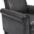 THSUPER Faux Leather Accent Chair Arm Chair, Modern Club Chair, Comfy Single Sofa for Living Room - Grey