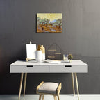 Wieco Art Olive Trees with Yellow Sky and Sun Canvas Print of Vincent Van Gogh Wall Art Paintings Reproduction Field Pictures Artwork for Wall Decor and Home Decorations VAN-0071-3040