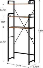Over The Toilet Storage Rack with 3-Tier Bathroom Shelves, Space Saver Toilet Shelf, Bathroom Storage Organizer with Hooks for Over Toilet Storage and Shelf (Rustic Brown)