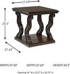 Signature Design by Ashley Maylee Classic End Table with Open Shelf and Scroll Legs, Dark Brown