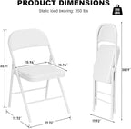 12 Pack White Folding Chairs with Padded Cushion and Back, Portable Stackable Commercial Metal Foldable Chairs with Steel Frame for Home Events Office Wedding Party, 350lbs Capacity