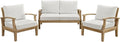 Modway Outdoor 3-Piece Marina Patio Teak Sofa Set, Natural White