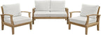 Modway Outdoor 3-Piece Marina Patio Teak Sofa Set, Natural White