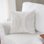 IKATYARN 18x18 Inches Arches Tufted Chenille Throw Pillow Cover, Boho Modern Decorative Geometric Cushion Case, Farmhouse Pillowcase for Couch Sofa Bedroom Living Room, White
