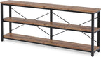 Tribesigns 71" Sofa Tables Extra Long Couch Table, Narrow Long Console Table, Entryway Table,Sofa Table with 3 Tiers Storage Shelves (Rustic Brown)