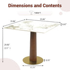 Sintered Stone Square Office Table - Meeting Desk for Small Offices (Dark Brown Leg and Pandora Top, 1 Table Only)