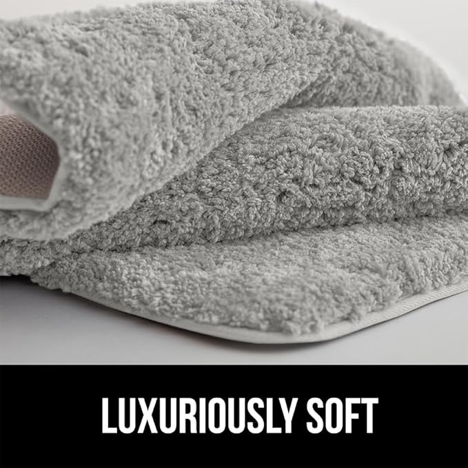 GORILLA GRIP Bathroom Rugs, 36x24, Ultra Soft Absorbent Mat, Thick Plush Bath Rug, Machine Washable, Microfiber Quick Dry, Mats for Shower, Bathtub and Floor, Home Decor Accessories, Light Gray