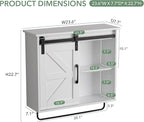 Bathroom Wall Cabinet Over Toilet Sliding Door 23x19 Inch Farmhouse Medicine Cabinet with Towel Bar Motion Sensor Light Adjustable Shelves White Above Toilet Storage for Laundry or Kitchen