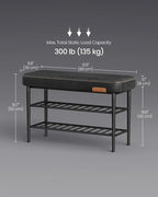 VASAGLE EKHO Collection - Shoe Rack Bench, Storage Bench for Entryway, Synthetic Leather with Stitching, Mid-Century Modern, Loads 300 lb, 11.8 x 31.5 x 19.7 Inches, Ink Black ULSB054B01