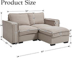 EALSON 67" Sectional Couch Modern Love Seat with Ottoman Modular Cloud Sofa with Deep Seat Comfy Linen Fabric Loveseat Sofa Convertible L Shaped Couches 2 Seater Couch for Living Room/Bedroom,Oatmeal