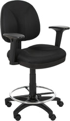 OEF Furnishings Comfort Office Stool with Arm Rests, 24.5"-34.5" Height