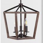 JONATHAN Y JYL1321A Pagoda 10" 3-Light Iron Farmhouse Industrial Lantern LED Pendant, Rustic, Bohemian, Coastal, for Dining Room, Kitchen, Living Room, Oil Rubbed Bronze/Faux Wood