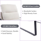 LukeAlon Modern Sherpa Accent Armchair, Upholstered Living Room Chair with Metal Base Thickened Cushion Single Sofa Chair Comfy Lounge Chair for Bedroom Living Room, White