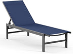 Outdoor Lounge Chairs for Pool, Aluminum Chaise Lounge Chairs with 5-Position Recliner, Patio Lounge Chair for Backyard, Poolside, Deck, Lawn, Navy Blue