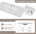 Favfurish 36" Bathroom Vanity with Sink Combo,Bathroom Vanity Cabinet with Two Soft-Closing Doors and Four Drawers,Free Stading Vanities w/Modern Design,for Bathroom,Easy Assembly,Grey
