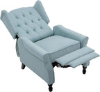 Pushback Recliner, Modern Accent Arm Reclining Sofa, Fabric Wingback Chair for Living Room & Bedroom, Light Blue